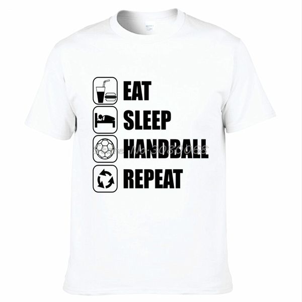 

sport novelty design eat sleep handball print men's t shirt fashion casual dad gift summer short sleeve men t shirts male tees