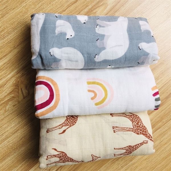 

120x120cm bamboo cotton baby blankets newborn bamboo muslin rainbow baby swaddle for newborns baby bath towel y201009