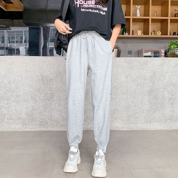

high waist harem pants women all-match loose casual sweatpants new summer korean style streetwear trousers woman p456 201111, Black;white