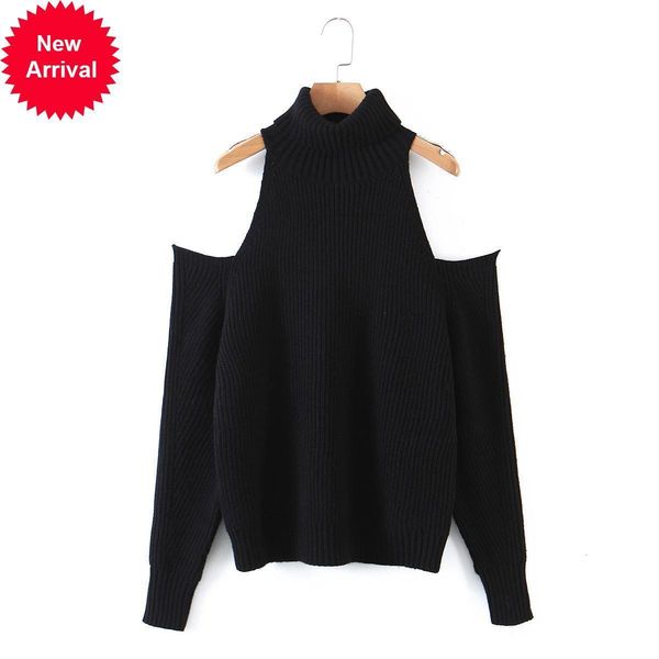 

autumn 2021 new black fashions off the shoulder nice women knit sweaters long sweater vw31, White;black