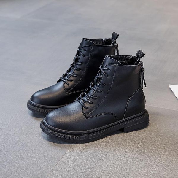 

flats heel ankle boots for women lace up low heel black short boots