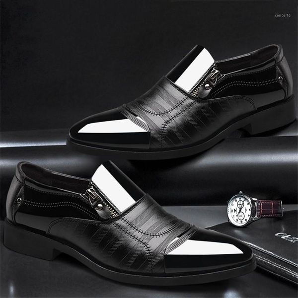 

jxjbp 2020 new large size men'men's shoes business shoes leather pointed casual lazy party1, Black