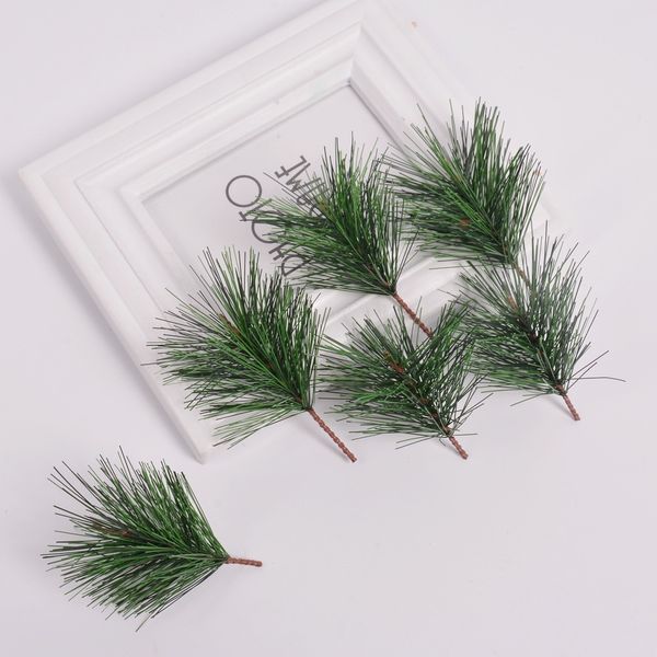 

5pcs green pine needle artificial plant fake flower handmade diy wedding home christmas decorations