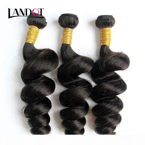 

indian loose wave virgin hair 100% indian human hair weaves 3 bundles lot unprocessed raw indian loose curly wavy human hair natural color, Black