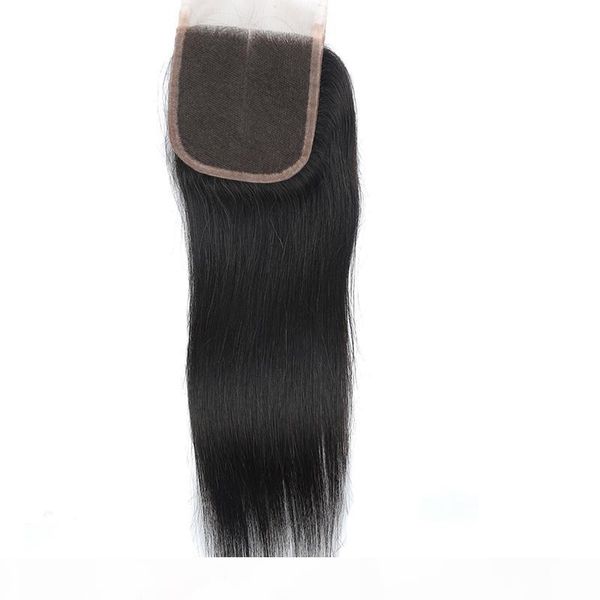 

4 or 5 pcs straight hair closure unprocessed brazilian virgin hair straight human hair 4x4 lace closure, Black;brown