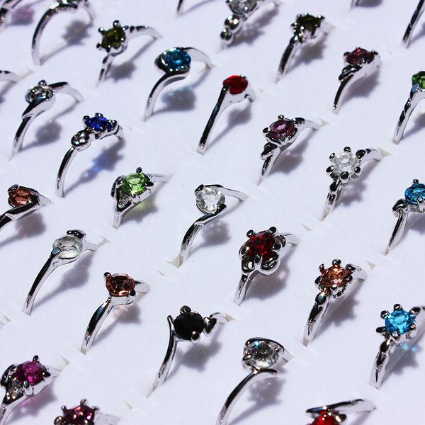 

color silver wholesale crystal rhinestone lots plated 30factory women ring engagement wedding party gift fashion jewelry, Golden;silver