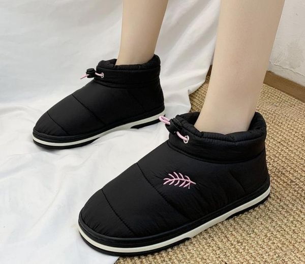 

women snow boots waterproof winter warm cotton shoes women's ankle boots warm outdoor shoes solid colors, Black