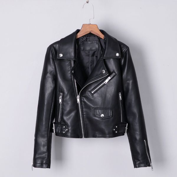 

women's leather man-made motorcycle coat, soft, zipper, 2019