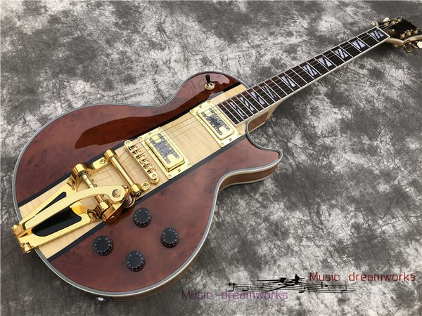 

chinese electric guitar les transparent brown stains grain maple color custom