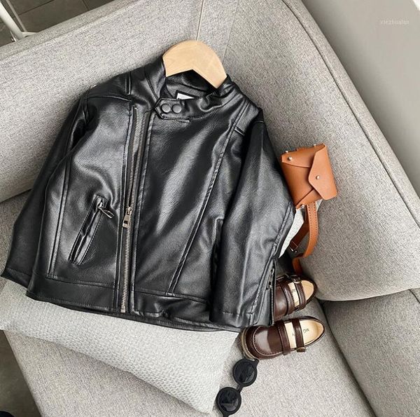 

2021 new wholesale girls boys pu leather coat spring full sleeve kids jacket 1-6 years yl3471, Blue;gray