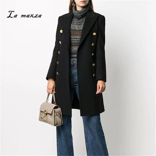 

women coats 2020 winter long pockets fashion vintage ladies coats plus size1, Black