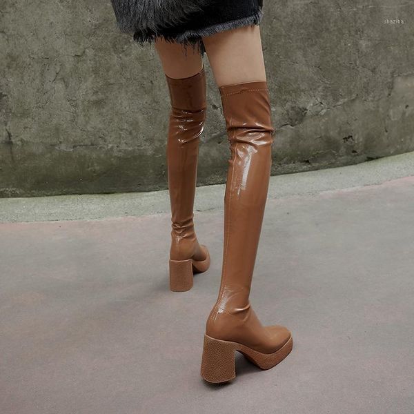 

boots arden furtado 2021 autumn fashion women's shoes over the knee high elegant back zipper thigh yellow1, Black