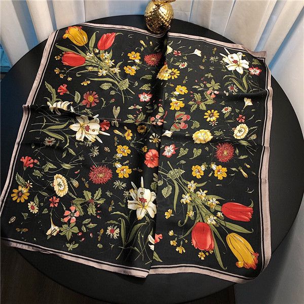 

high-quality spring and summer new imitation silk scarf small square scarf lady headband couples holiday gifts, Blue;gray