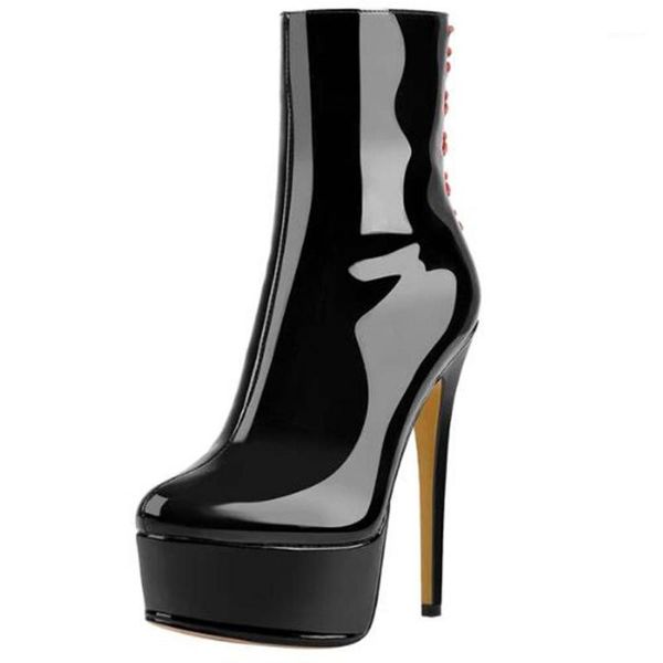 

ribetrini new super high heels chic winter boots boots women customize footwear plus size 45 rivets party wedding1, Black