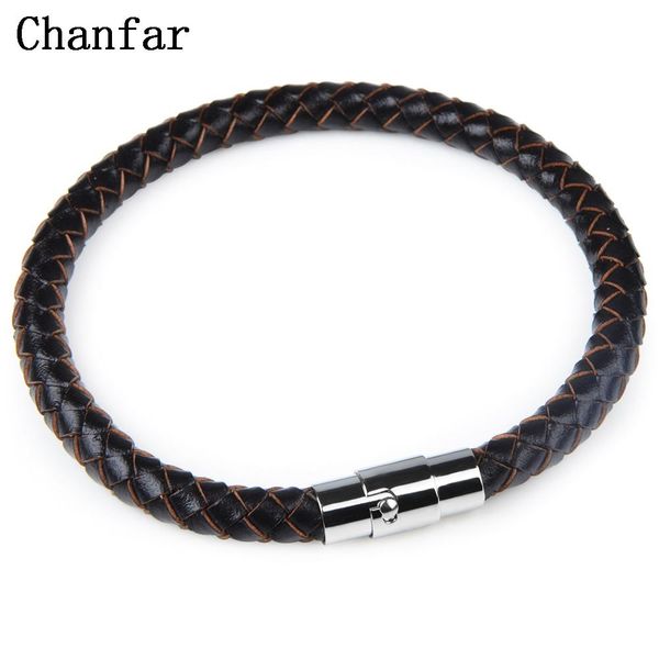 

chanfar подлинная плетеный кожаный браслет титан магнитный застежка из нержавеющей стали браслет ювелирные изделия для женщин мужчины wmtbvq