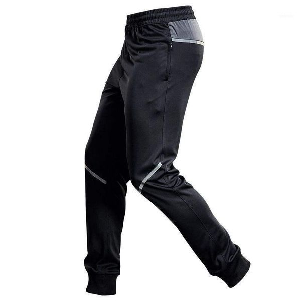 

running pants zipper pockets jogging men sport training high waist soccer quick dry gym fitness legging trousers1, Black;blue