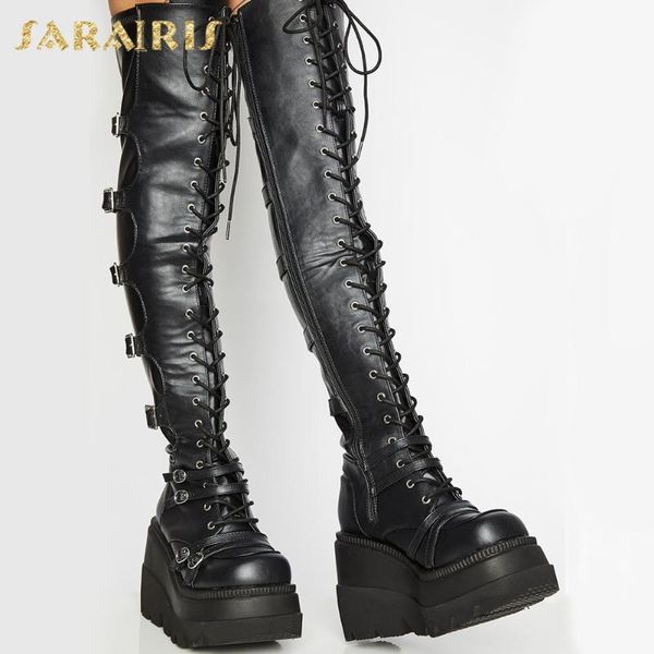 

new arrivals 2020 ins shoes ladies thigh-high boots zipper platform buckle cosplay street punk motorcycle neutral boots ladies, Black
