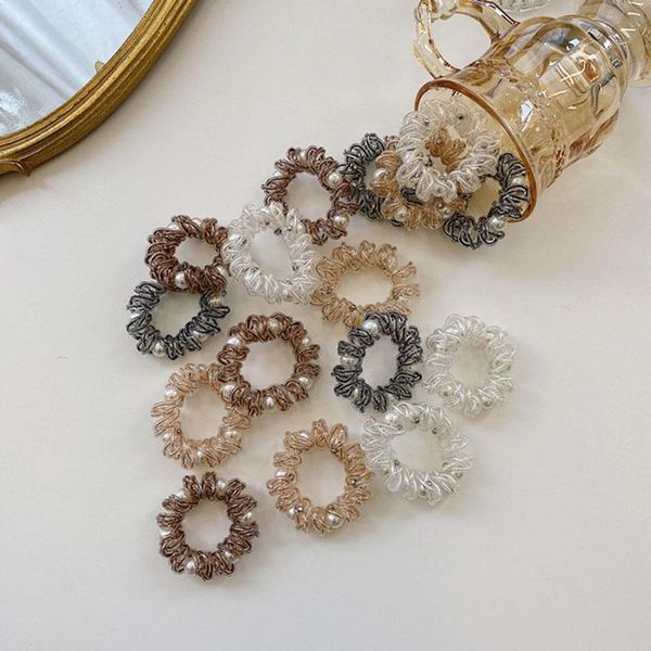 

hair accessories women telephone wire rubber bands stretchy pearl ring spiral ropes korean ties fairy girl band
