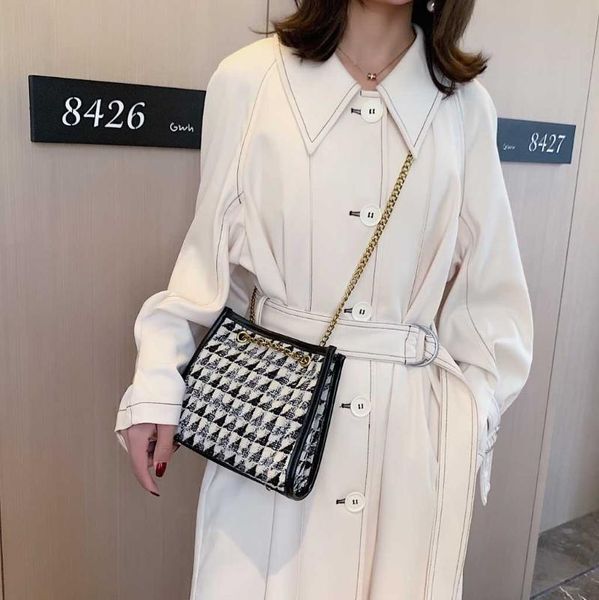 

cross body shoulder bag women girls simple contrast color geometric chain messenger casual phone crossbody bolsas feminina