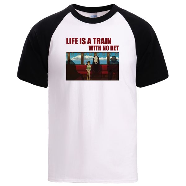 

no face and chihiro mens summer tee life is a train with no ret print raglan short sleeve pullover hooded sweatshirt hoodie men t shirt