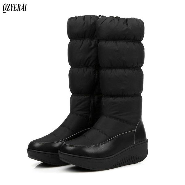 

qzyerai new winter russian low-temperature thermal women boots plush snow boots zippers fur down warm shoes women, Black