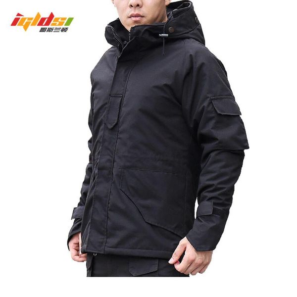 

g8 tactical jacket men winter camouflage thermal thick parka coat hooded 2in1 jacket outwear waterproof windbreaker 3xl, Black;brown