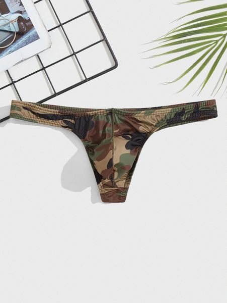 

men random camo print brief o6bw#, Black;brown