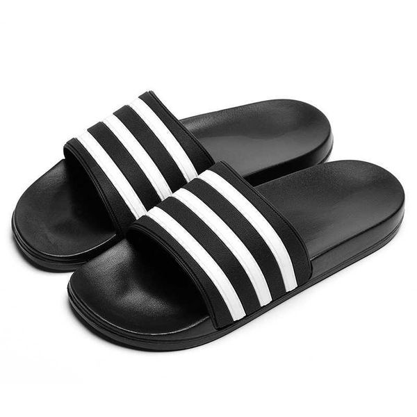 

elling designer slippers stripe sport slippers thick sole soft eva indoor bathroom slides sandals casual beach platform men women home shoes, Black