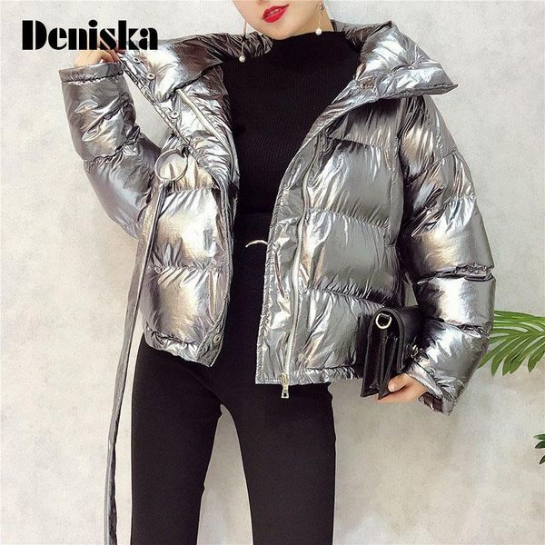 

deniska silver down jacket female parkas street zipper long sleeve winter coat 2018 women warm parka jacket women1, Black