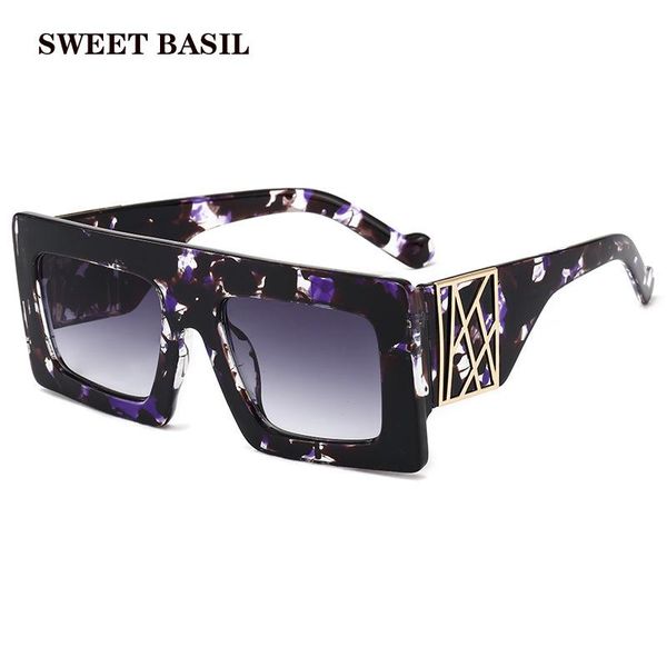 

sweet basil 2020 square sunglasses women floral frame gradient brand design fashion cool sun glasses shield style, White;black