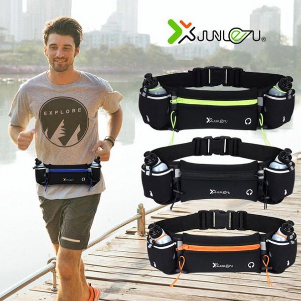 

dropship running waist bag marathon running bag men women outdoor riding fitness with 2 water bottle waterproof phone sport belt waist bags