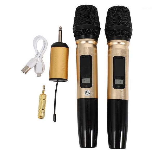 

uhf wireless microphone speaker system with receiver 3.5mm 6.35mm adapter for dj karaoke speech recording1