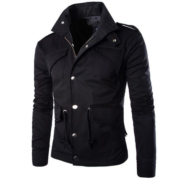 

men autumn bomber jacket long sleeve multi pockets jacket casual sportwear coat zipper coat hoodies plus size y144, Black;brown