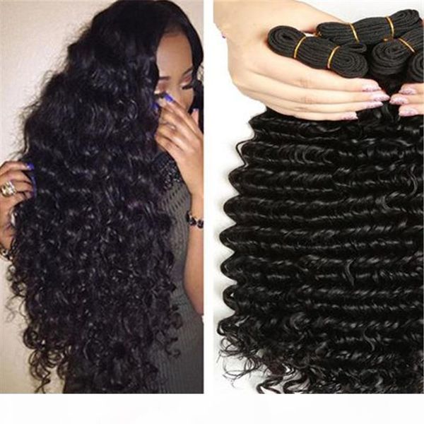 

natural color 300g 3pcs lot curly brazilian hair weave deep wave unprocessed human hair 100g pc hair products, Black;brown