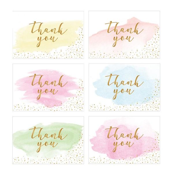 

greeting cards 48 pack thank you gold foiled watercolor with envelopes for wedding, baby shower,business