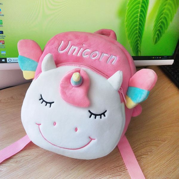 

2020 new 3d unicorn baby girls backpacks cartoon cute plush school bags for kids children schoolbag gift toy doll bags y0125