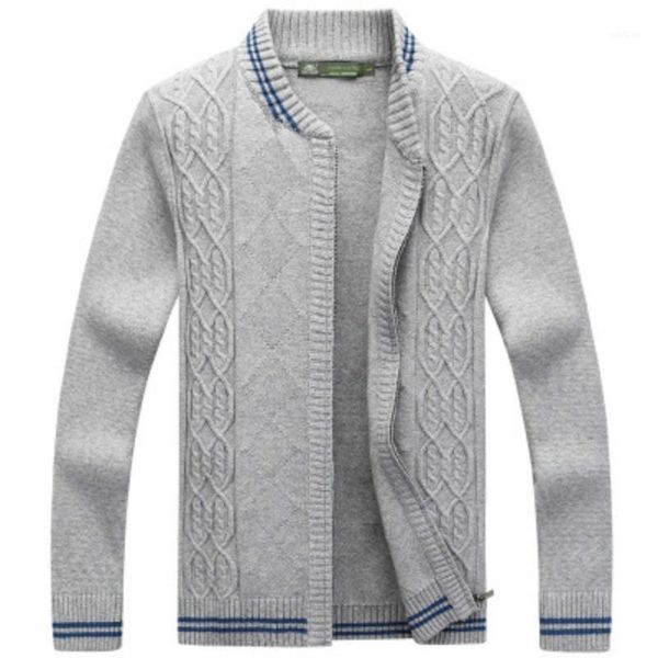 

2020 promotions thick autumn winter coat zipper cardigan sweater collar men's casual striped decoration loose sweater j9511, White;black