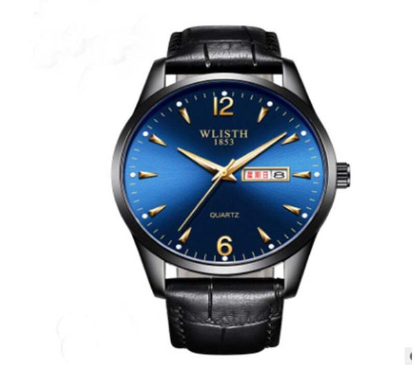 

hbp quartz movement 41mm full fuction blue dial men watch 316 stainless band ing, Slivery;brown
