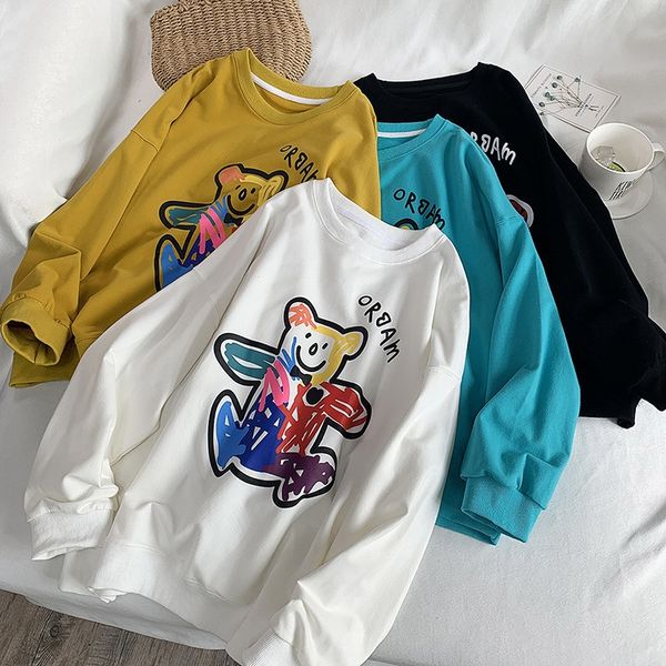 

f-4 women's new korean loose graffiti bear f-4 women's new korean loose graffiti bear sweater sweater zvun3, Black