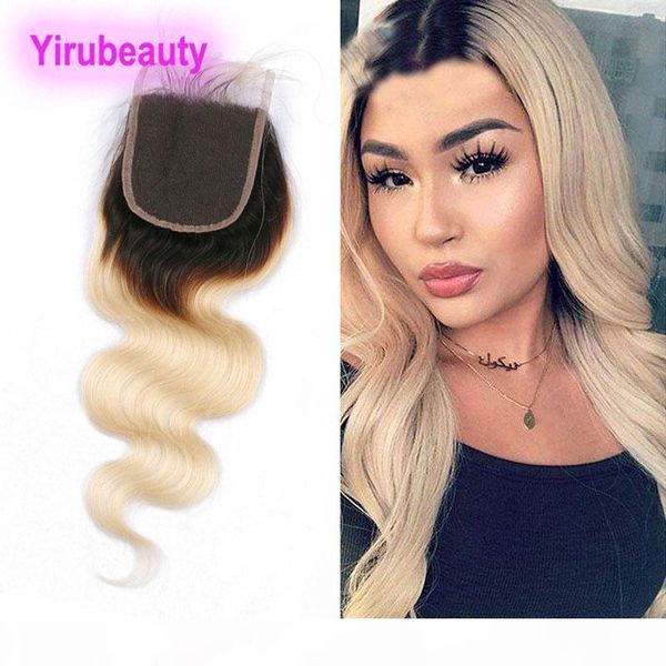 

malaysian human hair 4x4 closure middle three part 1b 613# body wave 4x4 lace closure with baby hair closures 8-20inch, Black;brown