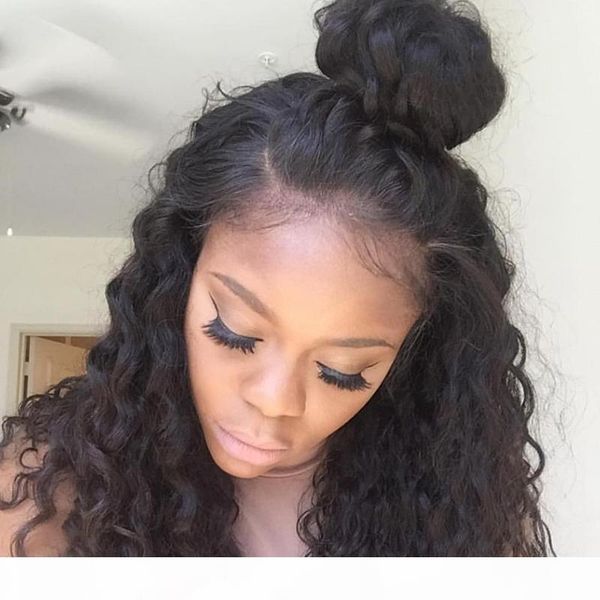 

part natural hairline glueless full lace wigs with baby hair around fashion curly lace front wigs for black women, Black;brown