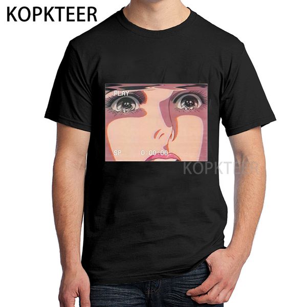 

summer short sleeve men 2020 sad anime 90s crying casual new clothing casual man streetwear short hoodie designers t shirts sweatshirt