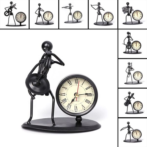 

iron table desk alarm clock with musical instrument gadget decoration craft gift