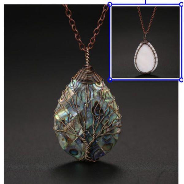 

new zealand abalone mop shell teardrop pendant bead natural gem water drop paua necklace women men handmade wire wrapped jllodv, Black