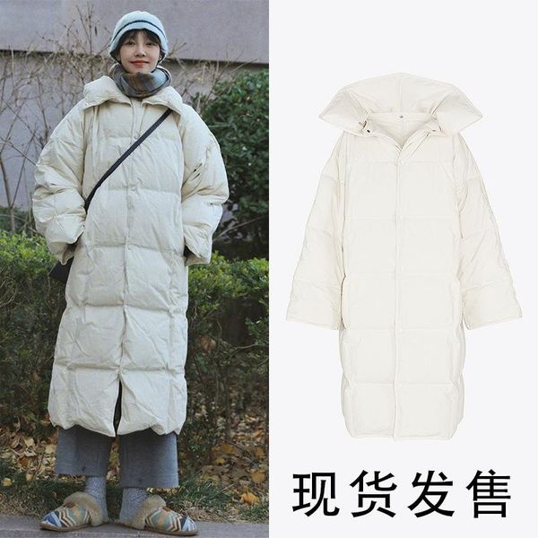 

women's down & parkas star white getongkuan han edition in the coats winter of 2021 loose long bread female suit coat, Black