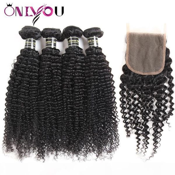 

mongolian kinky curly human hair weave 4 bundles with 4x4 lace closure and 13x4 lace frontal bundles hair extensions wholesale deals, Black;brown