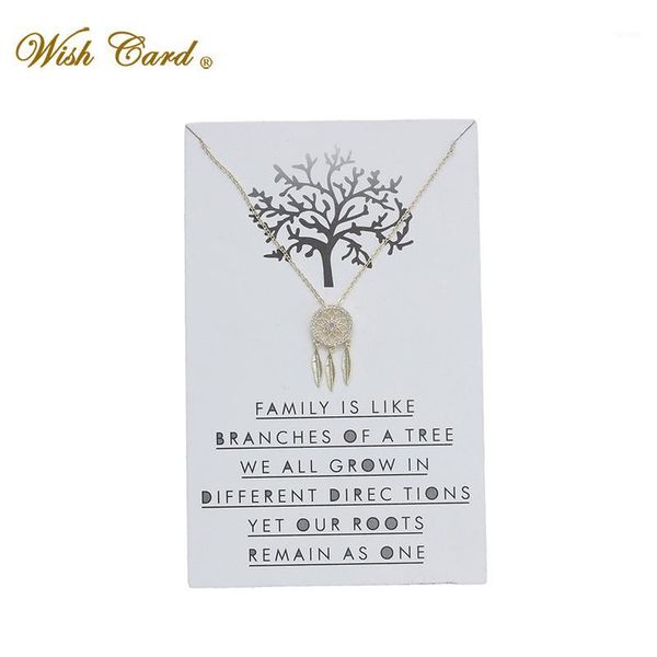 

wish card crystal dreamcatcher family gold chian necklace copper pendant jewelry mother day gift memory friend necklace ey60061, Silver