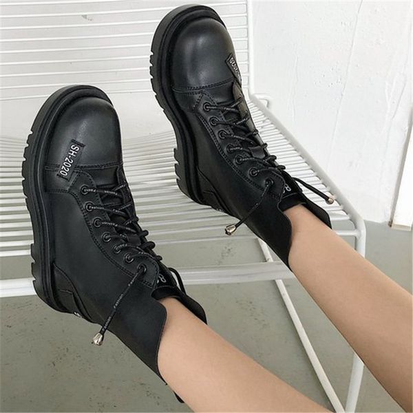 

2021 new autumn winter wild fashion anti-slip loop up side zipper girl leather women's mujer boots vi8i, Black