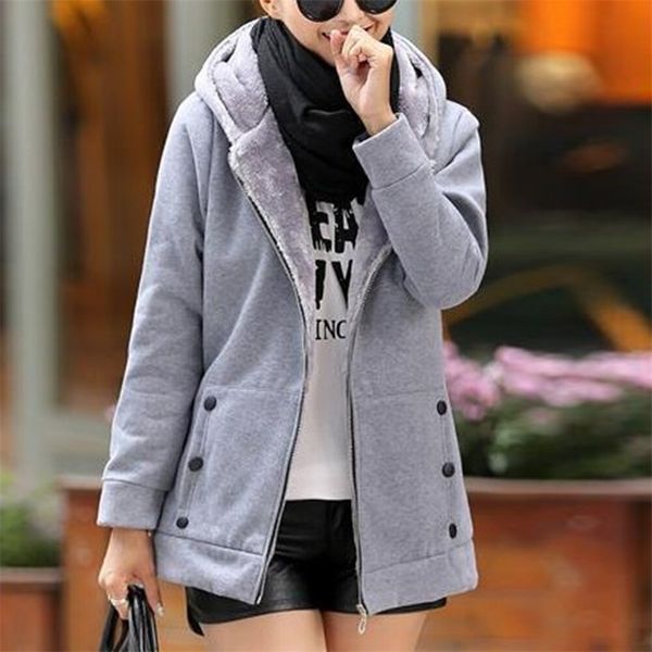 

monerffi autumn casual warm thick hoodies fashion fleece zipper women hooded sweatshirt plus size s-4xl women clothing y200610, Black
