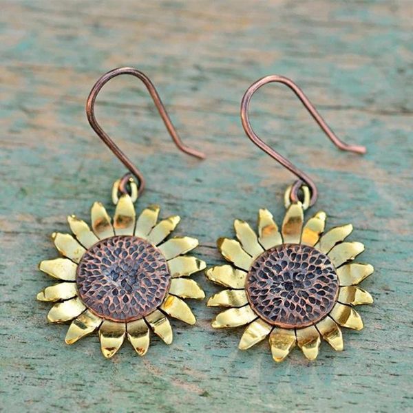 

bohemia vintage long drop earring for women moonstone sunflower daisy dangle hook earrings fashion party jewelry gift & chandelier, Silver